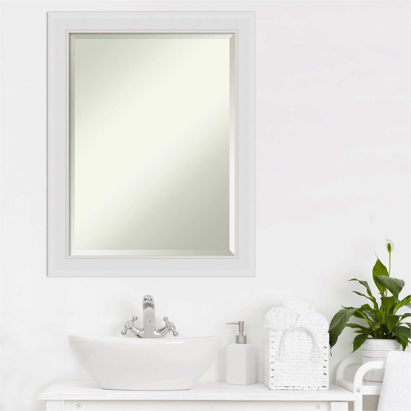 Beveled Bathroom Wall Mirror, Flair Frame