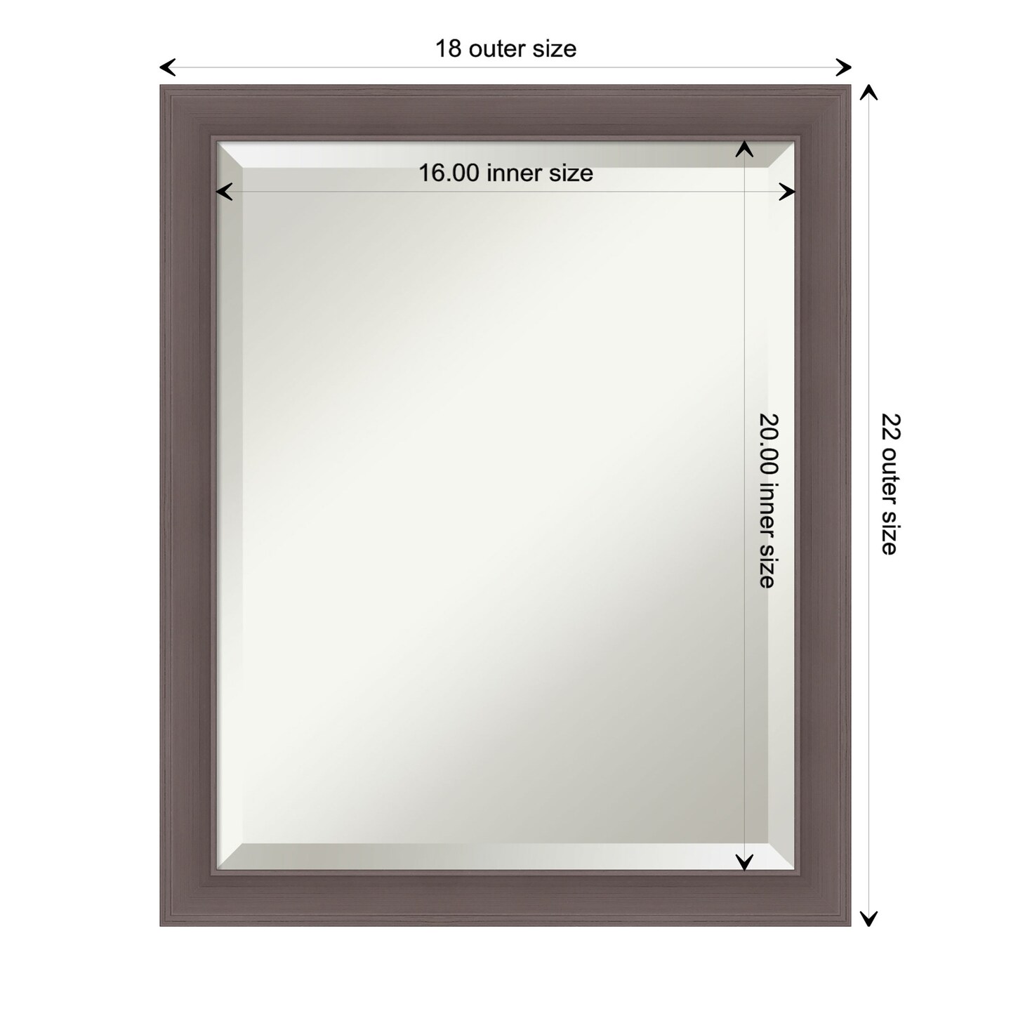 Beveled Bathroom Wall Mirror, Urban Pewter Frame