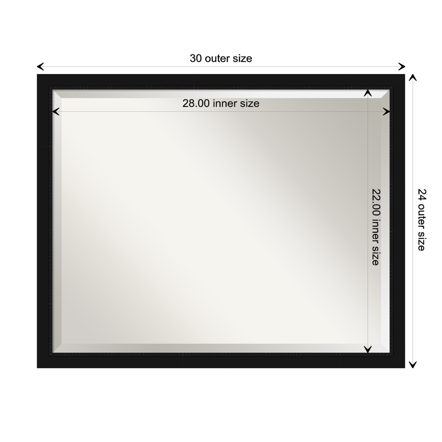 Beveled Bathroom Wall Mirror, Avon Black Narrow Frame