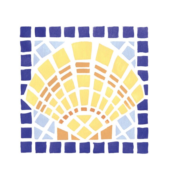 Mosaic Shell Stencil Wall Stencil | 2061 by Designer Stencils | Outdoor Stencils | Reusable Art Craft Stencils for Painting on Walls, Canvas, Wood | Reusable Plastic Paint Stencil for Home Makeover | Easy to Use & Clean Art Stencil