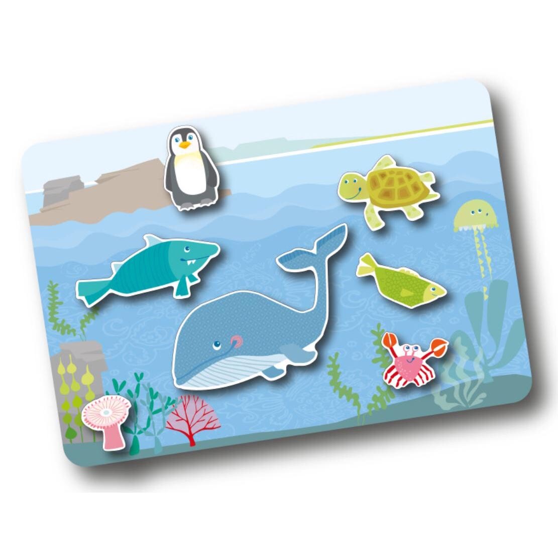 HABA Magnetic Game Box World of Animals in Their Habitats - 62 Magnetic Pieces in Cardboard Carrying Case with 4 Background Scenes