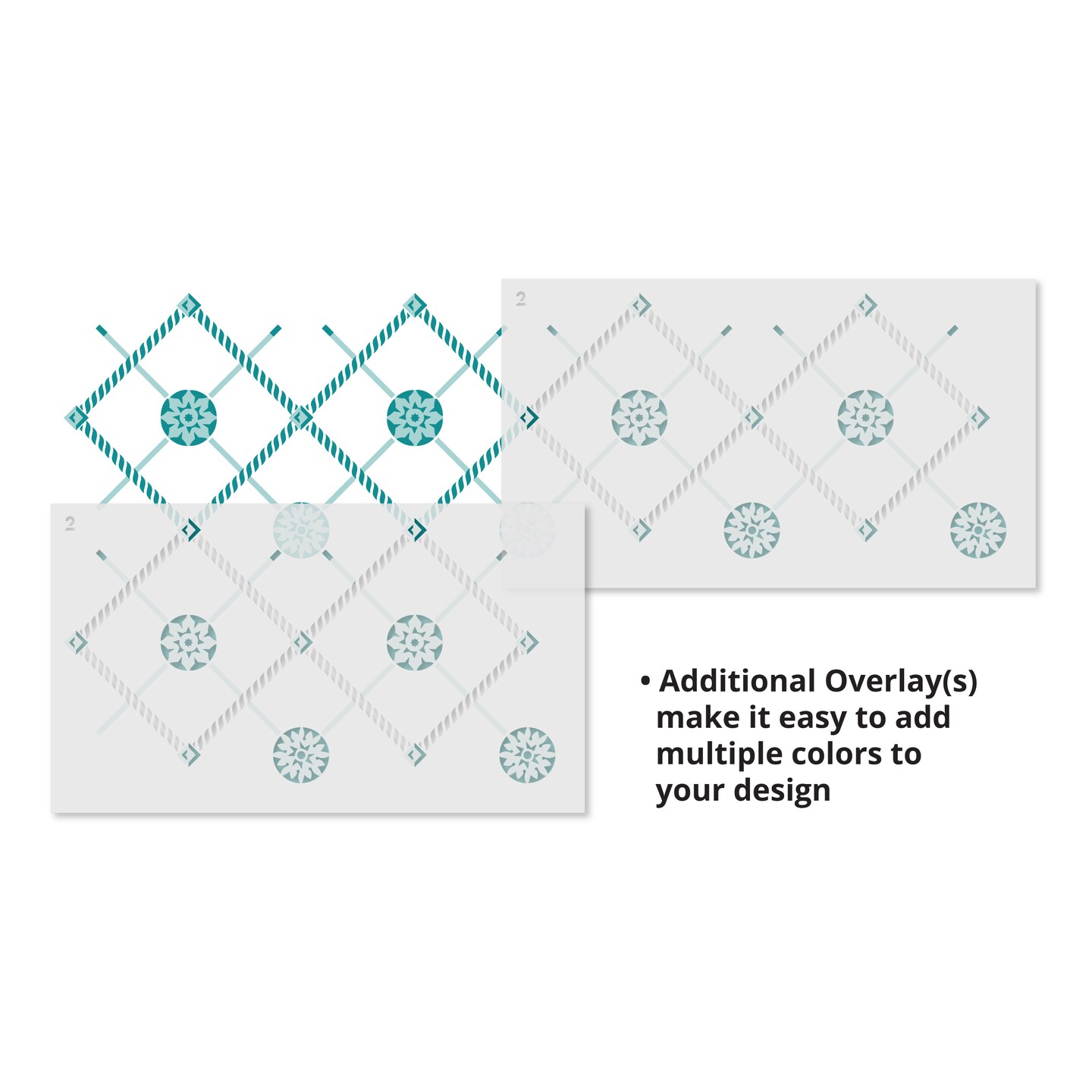 Rosette Grid Wallpaper Wall Stencil | 2458 by Designer Stencils | Pattern Stencils | Reusable Stencils for Painting | Safe & Reusable Template for Wall Decor | Try This Stencil Instead of a Wallpaper | Easy to Use & Clean Art Stencil Pattern