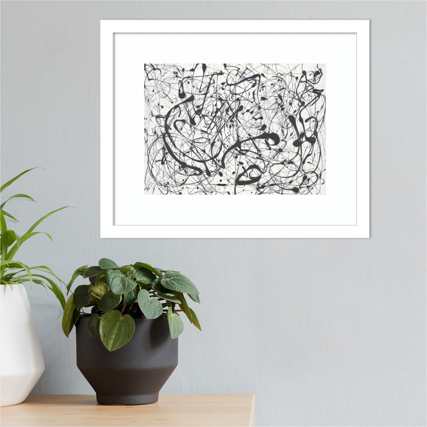 Number 14:Gray by Jackson Pollock Wood Framed Wall Art Print