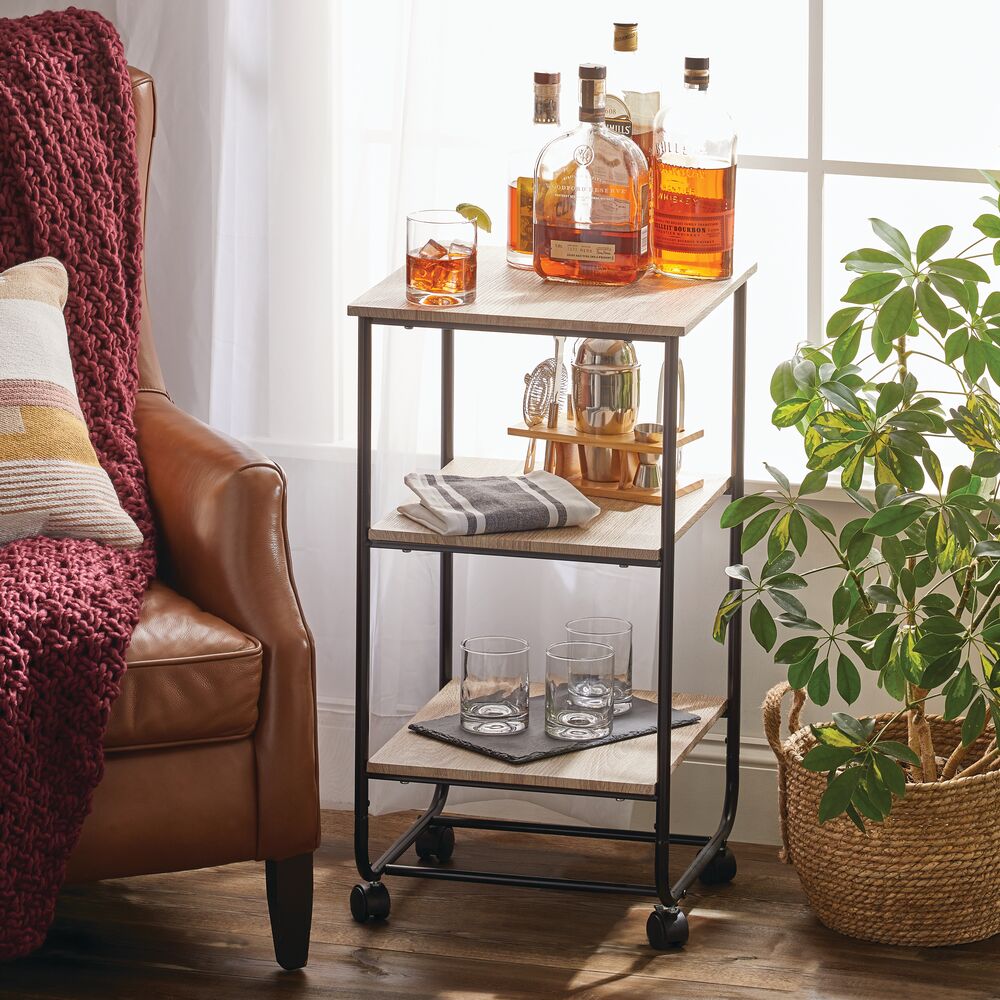 mDesign 3Tier Rolling Household Storage Cart with 4 Caster Wheels