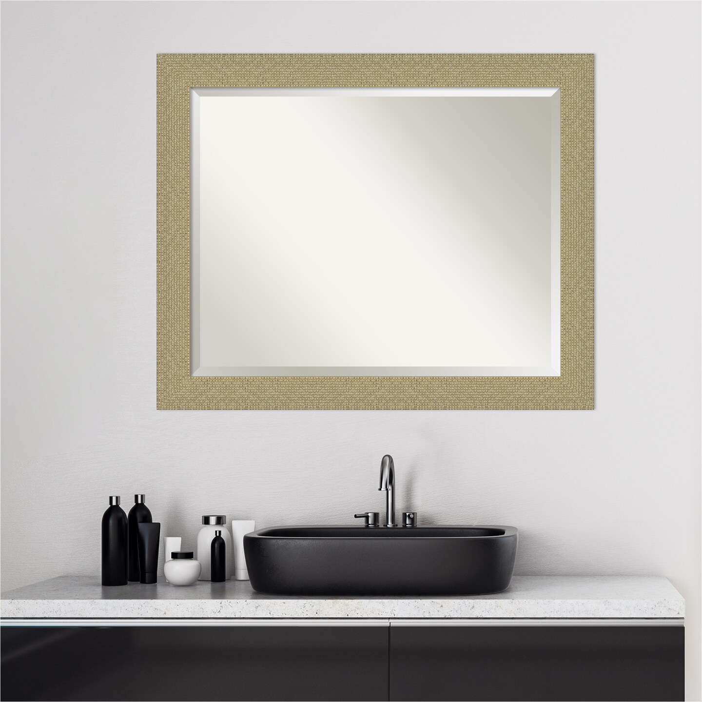 Beveled Bathroom Wall Mirror, Mosaic Frame