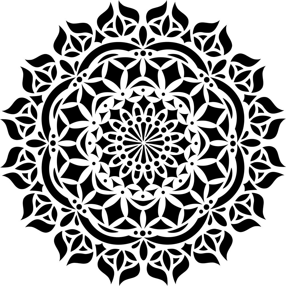 Asana Mandala Embossing 12 x 12 Stencil | FS025 by Designer Stencils | Mandala &#x26; Medallion Stencils | Reusable Stencil for Painting on Wood, Wall, Tile, Canvas, Paper, Fabric, Furniture, Floor | Stencil for Home Makeover | Easy to Use &#x26; Clean