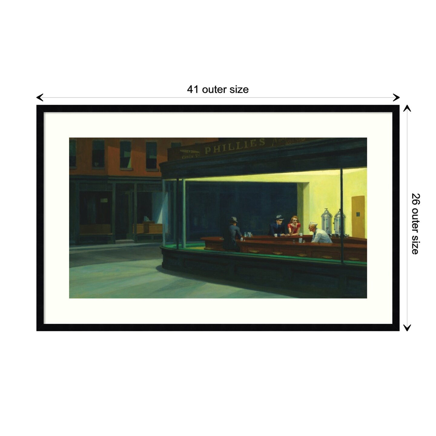 Nighthawks 1942 by Edward Hopper Wood Framed Wall Art Print