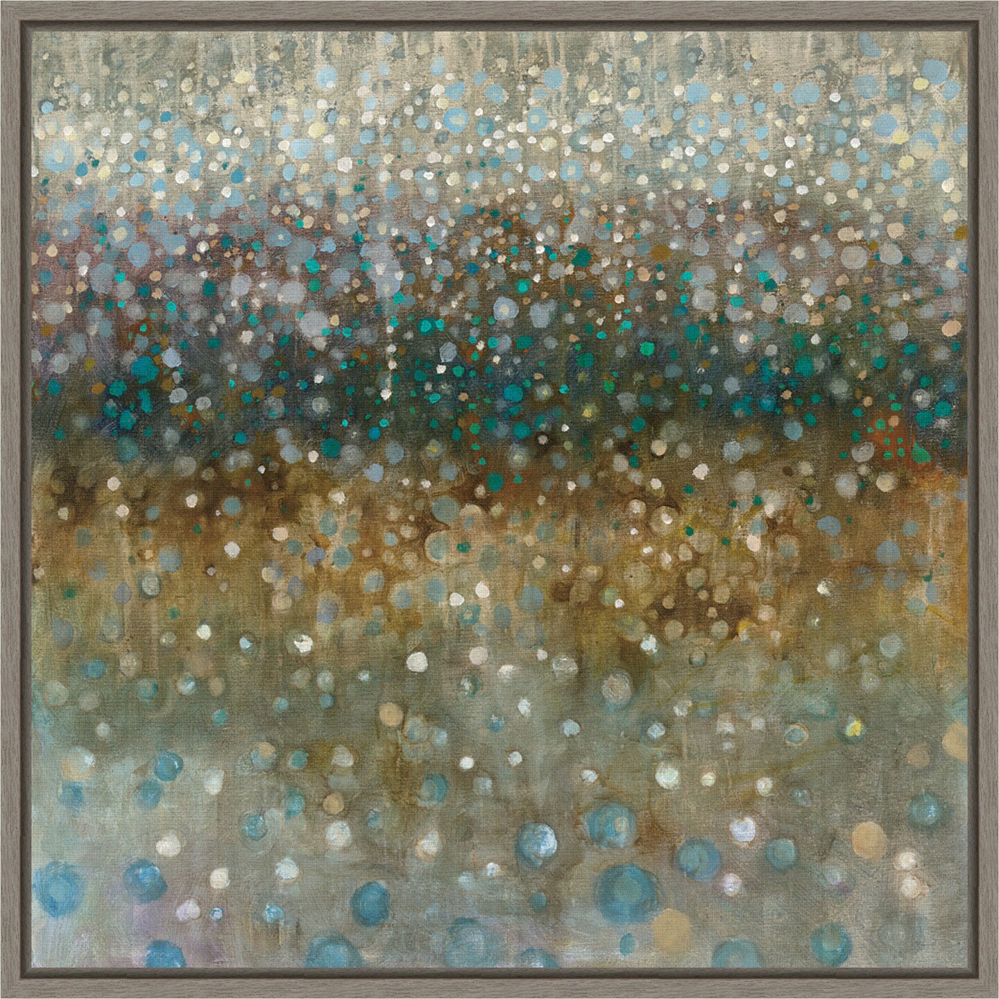 Abstract Rain by Danhui Nai 16-in. W x 16-in. H. Canvas Wall Art Print Framed in Grey