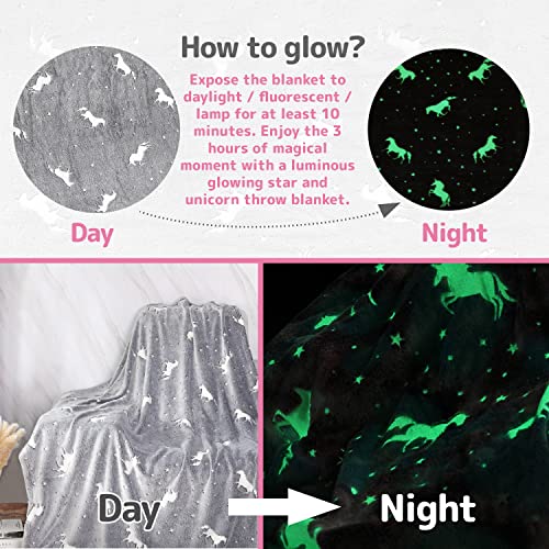 VUDECO Glow in The Dark Blanket for Kids 50 x 60 inches