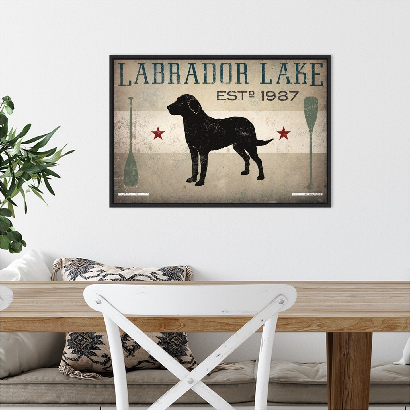 Labrador Lake by Ryan Fowler 23-in. W x 16-in. H. Canvas Wall Art Print Framed in Black