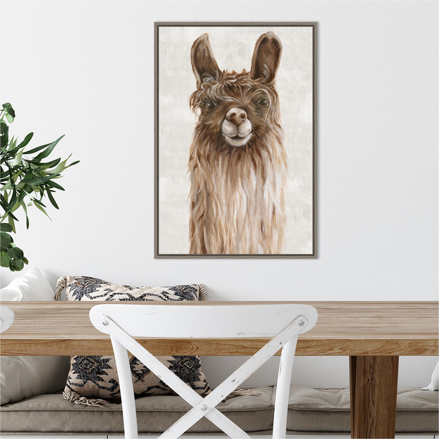Suri Alpaca I by Eva Watts 16-in. W x 23-in. H. Canvas Wall Art Print Framed in Grey
