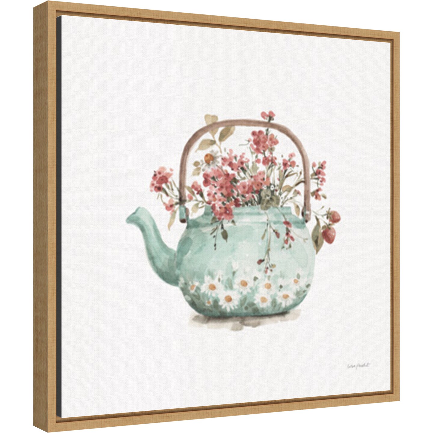 Garden Tea 03 by Lisa Audit 16-in. W x 16-in. H. Canvas Wall Art Print Framed in Natural