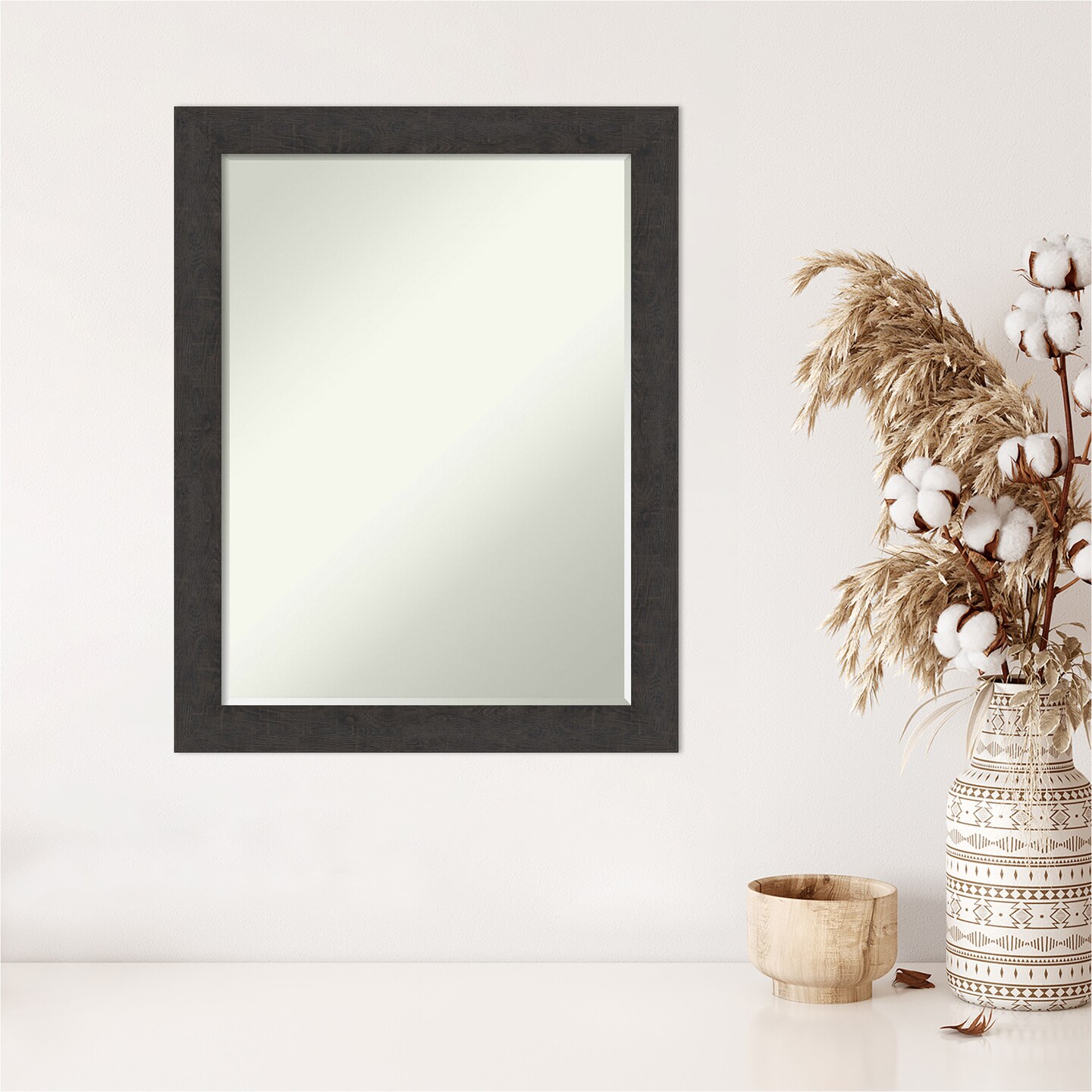 Petite Bevel Wall Mirror, Rustic Narrow Frame