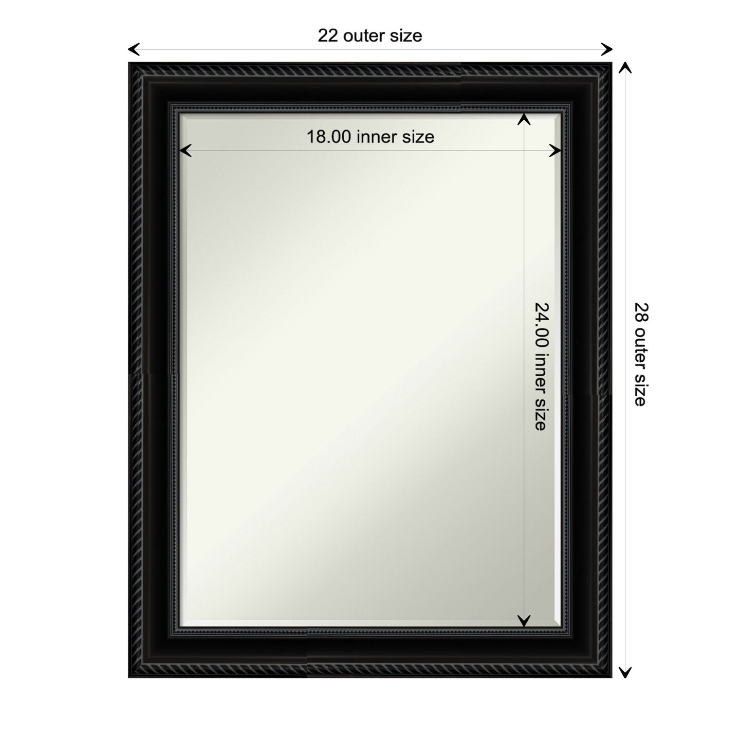 Petite Bevel Wall Mirror, Corded Frame