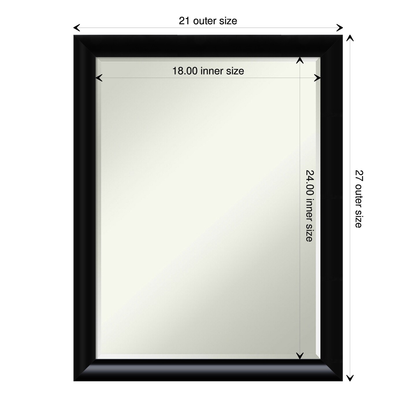 Petite Bevel Wood Wall Mirror, Steinway Black Scoop Frame