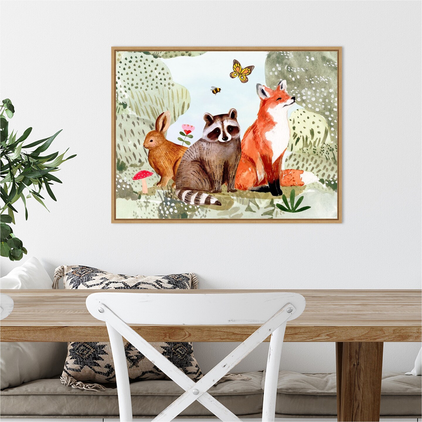 Fox Glen Collection A by Victoria Borges 24-in. W x 18-in. H. Canvas Wall Art Print Framed in Natural