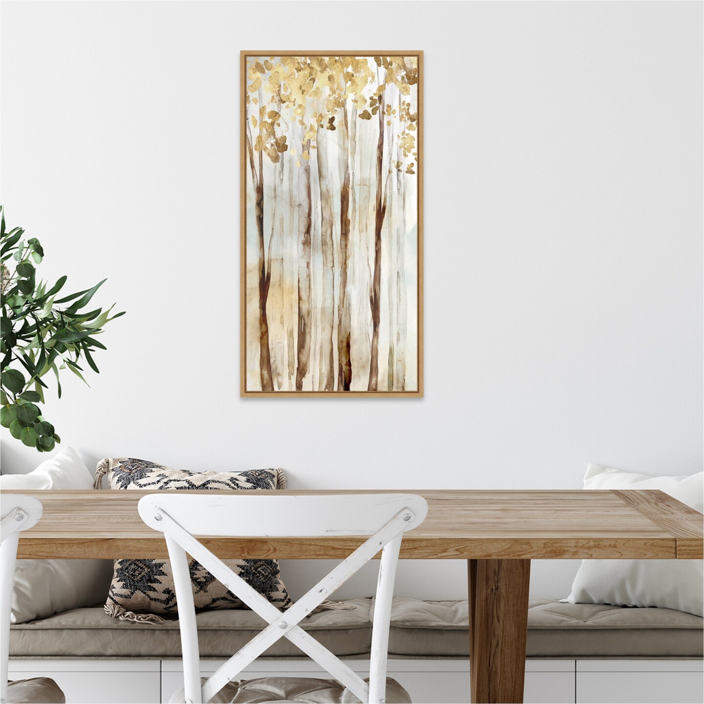 Warm Autumn (Trees) by Eva Watts 14-in. W x 27-in. H. Canvas Wall Art Print Framed in Natural