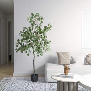Eucalyptus Tree - Artificial Trees for Home Decor Indoor, Floor Plants for Living Room Decor, Faux Plants Indoor Tall, Faux Eucalyptus Tree, Artificial Plants for Home Decor Indoor - 6 Feet