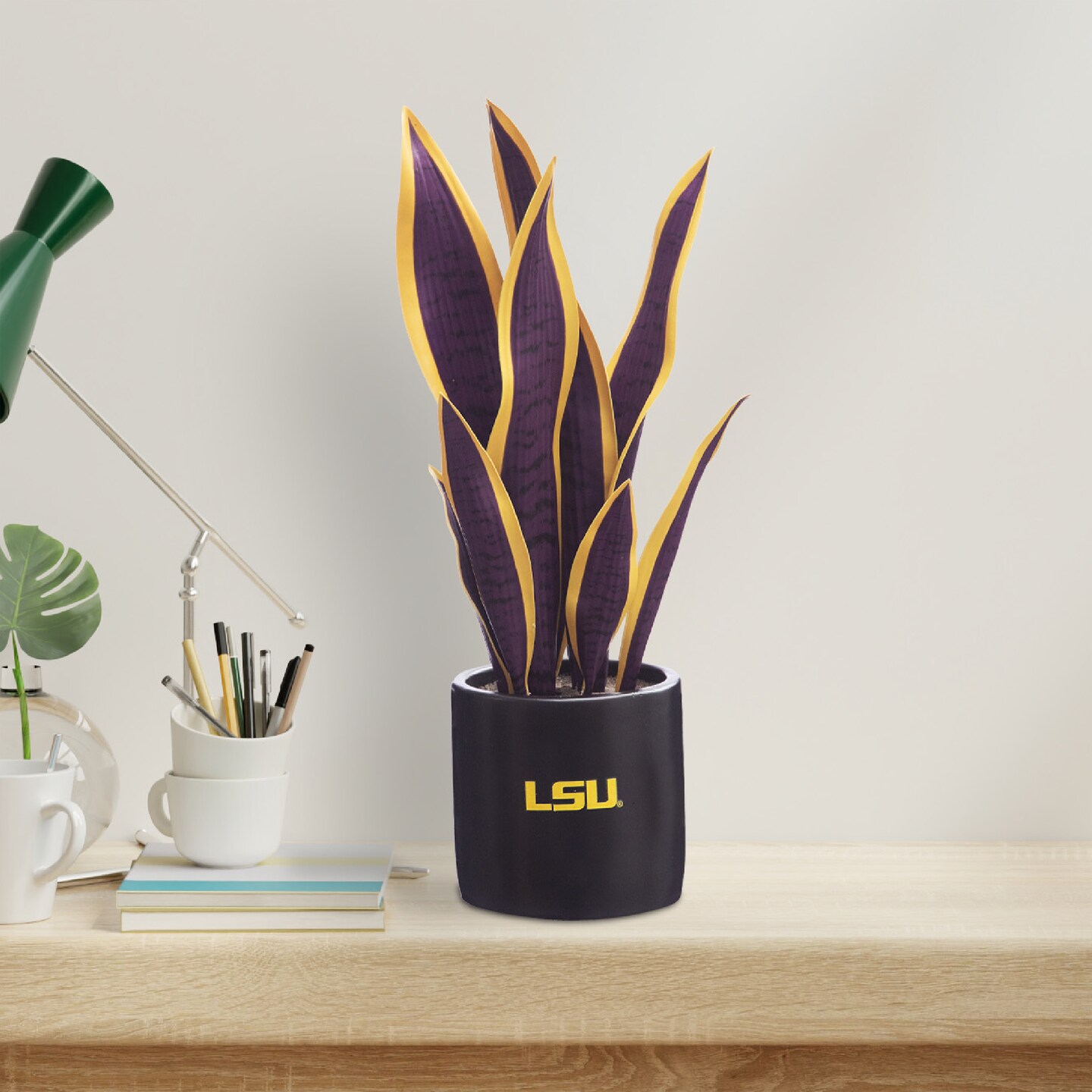 LSU Snake Plant, LSU Faux Snake Plant, LSU Gifts for Men, LSU Gifts for Women, LSU Gifts, Louisiana University Decorations, Office Accessories for Men, Desk Sets and Accessories for Women