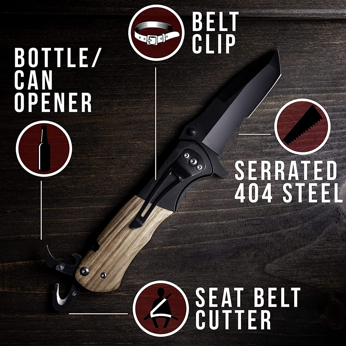 Makerflo Beast Wooden Pocket Knife | Razor Sharp Steel Blade and Black Handle | Ideal for DIY Gift and Personalization (Laser Engraving, Epoxy, Vinyl, and UV DTF) - Not for Sublimation