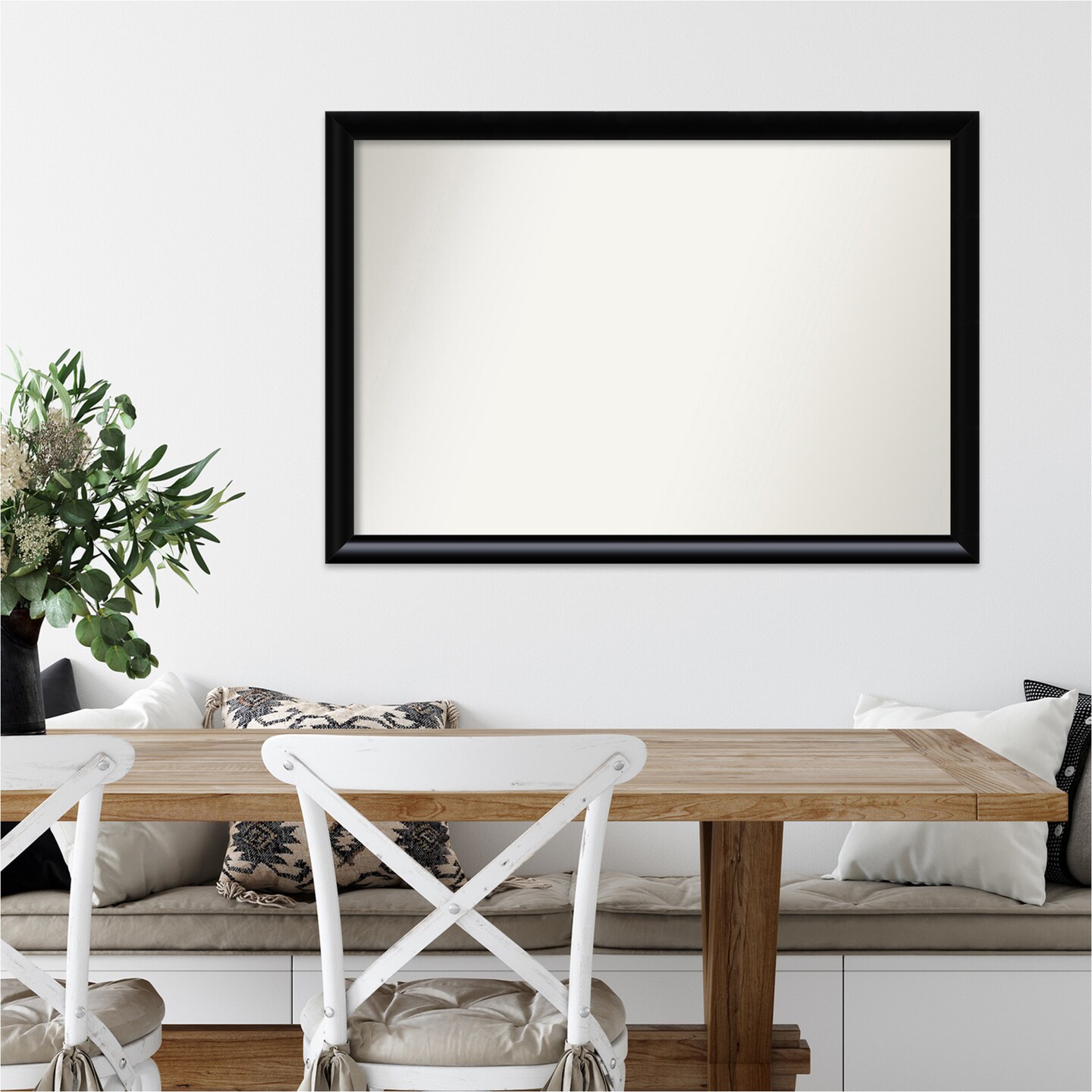 Amanti Art Non-Beveled Wood Wall Mirror, Steinway Black Scoop Frame