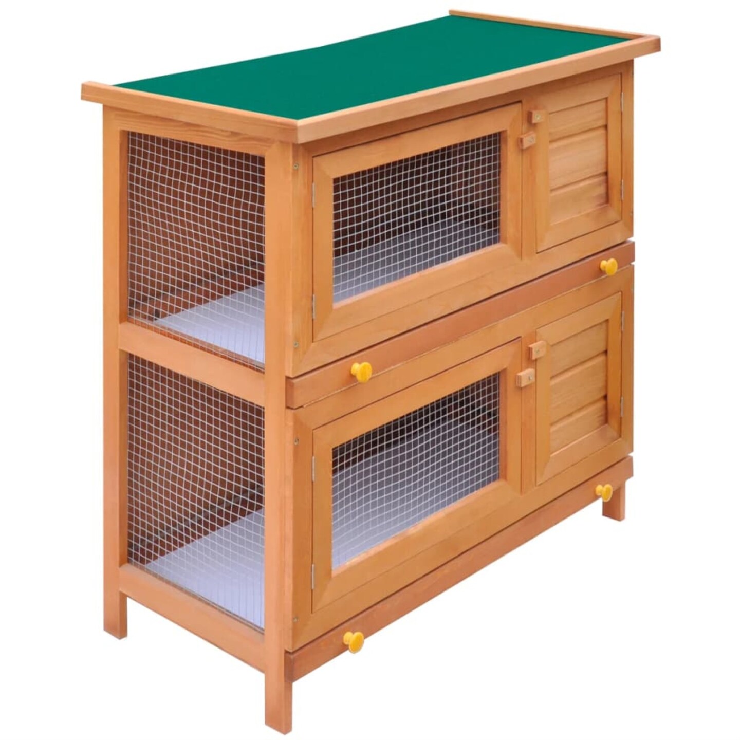 Outdoor Rabbit Hutch Small Animal House Pet Cage 4 Doors Wood Accent