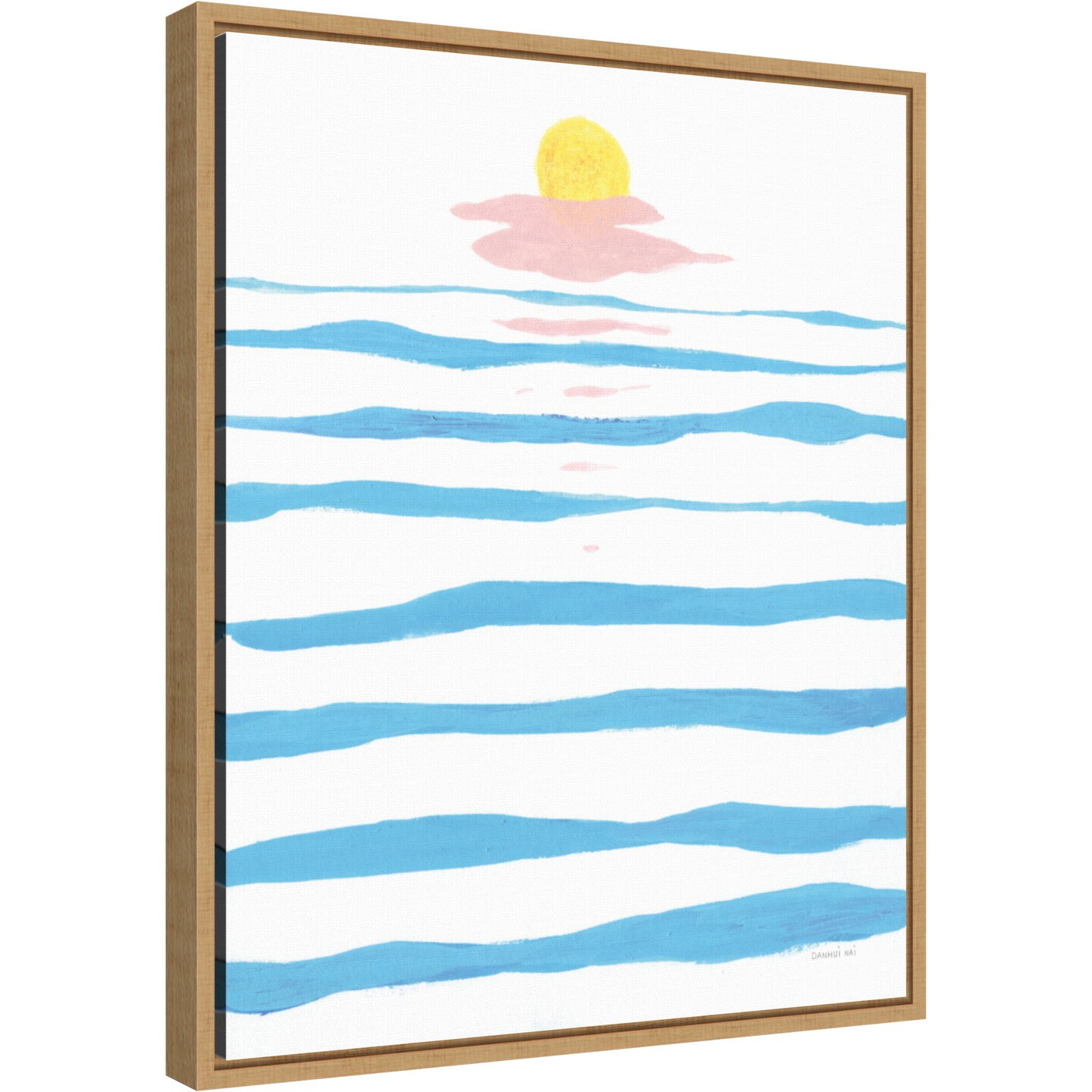 Sunrise Across the Water by Danhui Nai 16-in. W x 20-in. H. Canvas Wall Art Print Framed in Natural