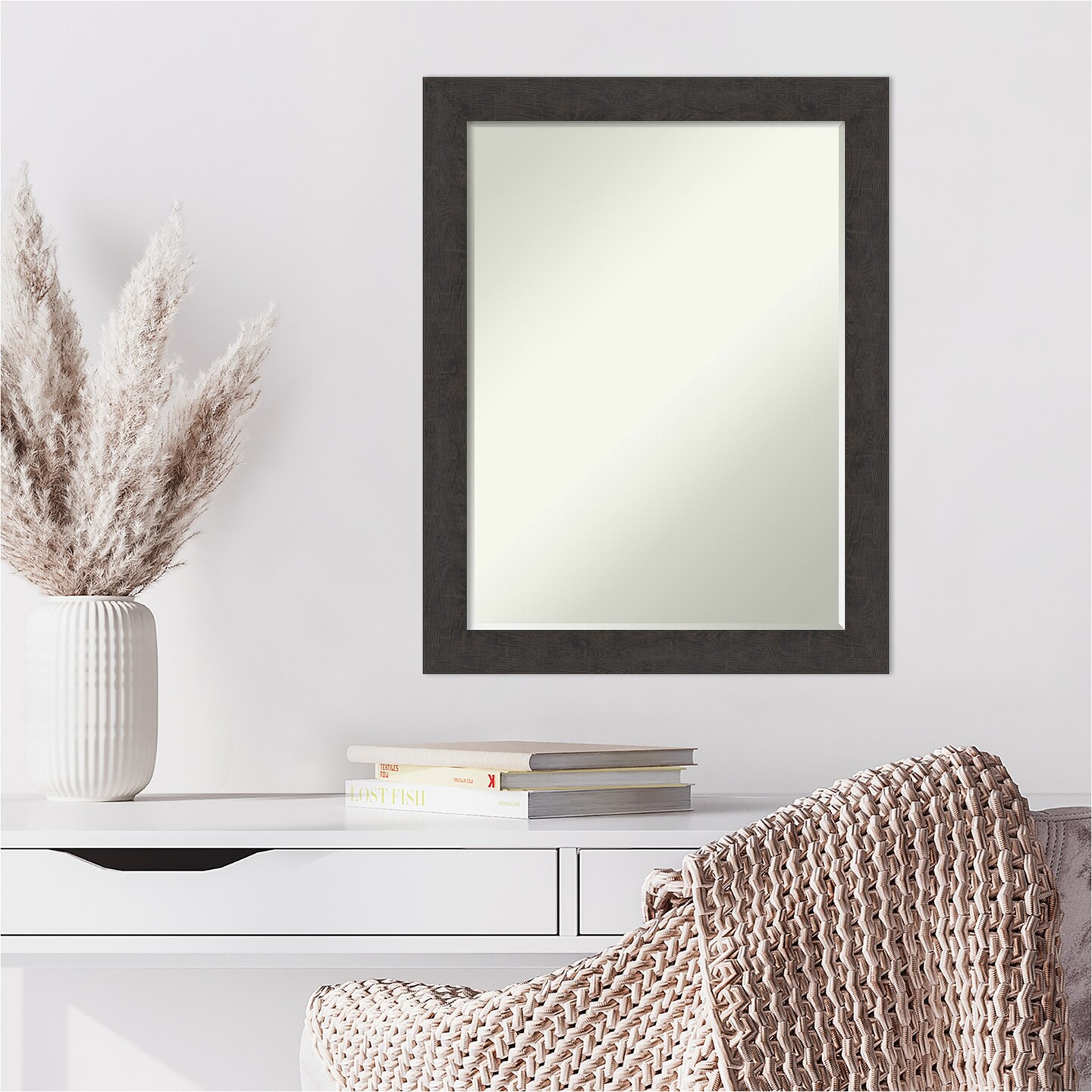 Petite Bevel Wall Mirror, Rustic Narrow Frame