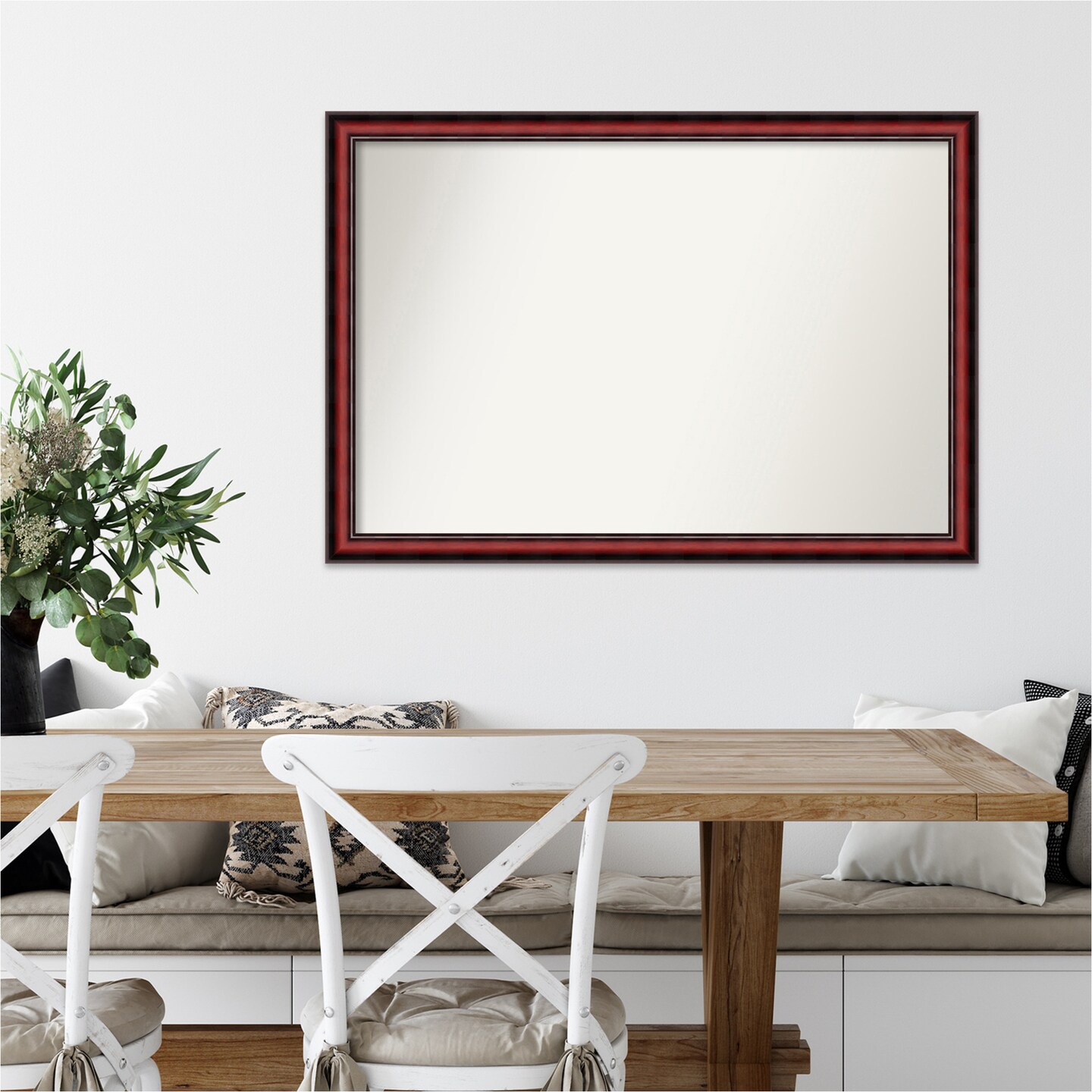 Amanti Art Non-Beveled Wood Wall Mirror, Rubino Cherry Scoop Frame