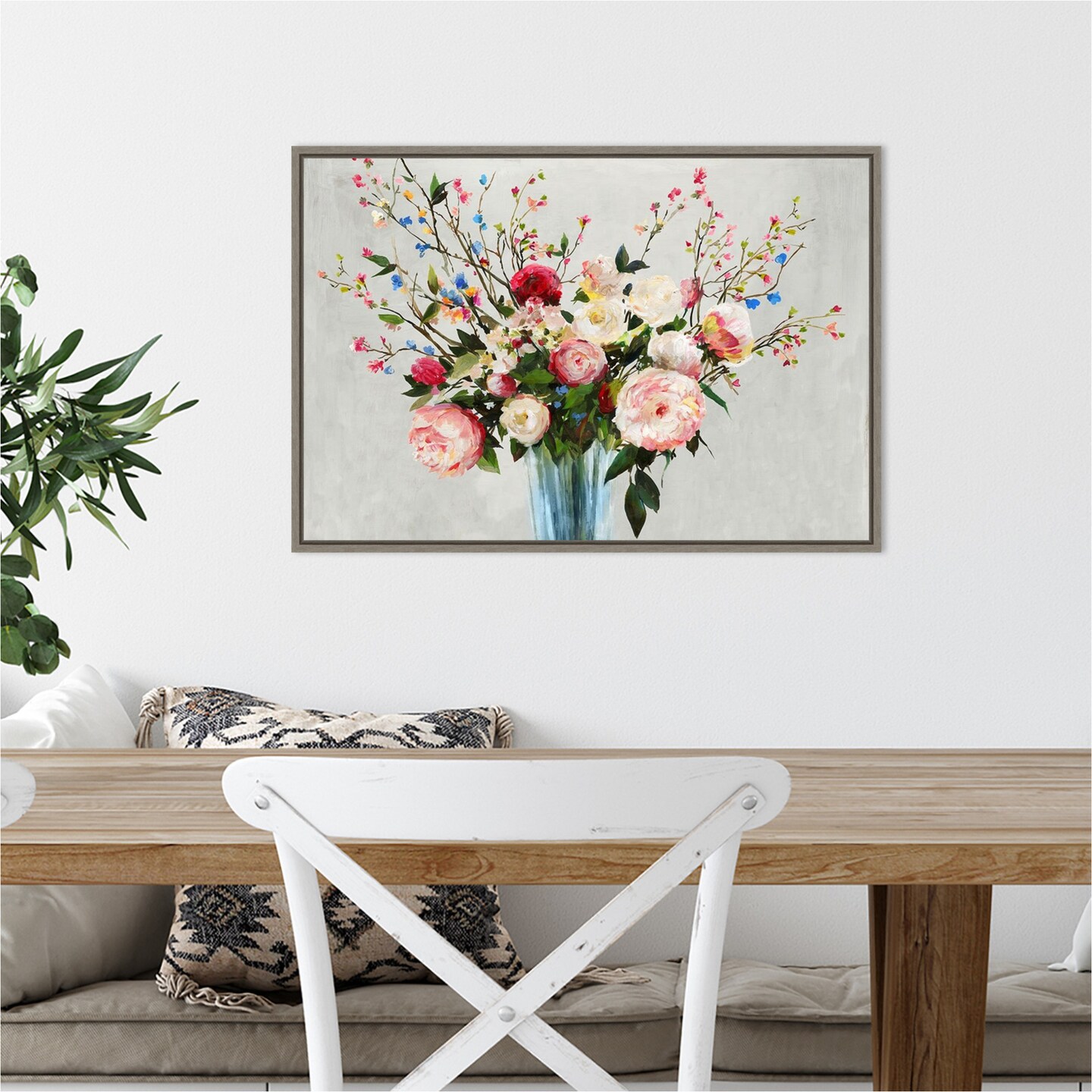 Grenada Flowers by Allison Pearce 23-in. W x 16-in. H. Canvas Wall Art Print Framed in Grey