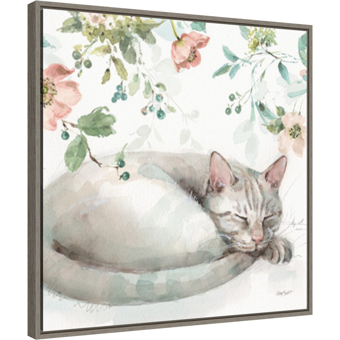 Mint Crush 15 by Lisa Audit 22-in. W x 22-in. H. Canvas Wall Art Print Framed in Grey