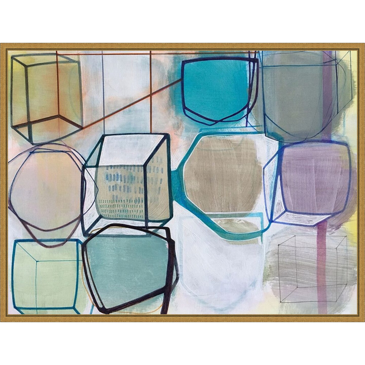 Paper Abstract 3 by Taitz Duffy 24-in. W x 18-in. H. Canvas Wall Art Print Framed in Gold