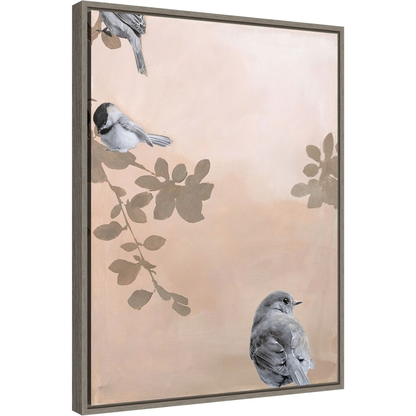 Bird 2 by Design Fabrikken 18-in. W x 24-in. H. Canvas Wall Art Print Framed in Grey