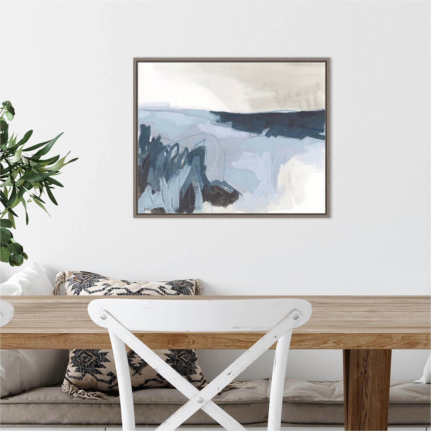 Sea Shading II (Beach) by June Erica Vess 20-in. W x 16-in. H. Canvas Wall Art Print Framed in Grey