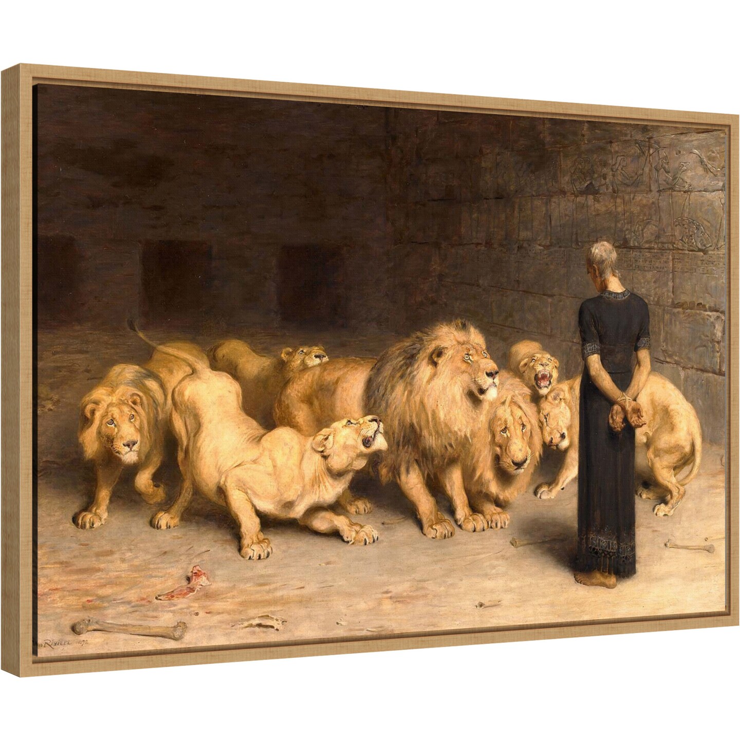 Daniel in the Lions Den 1872 by Briton Riviere Canvas Wall Art Print Framed