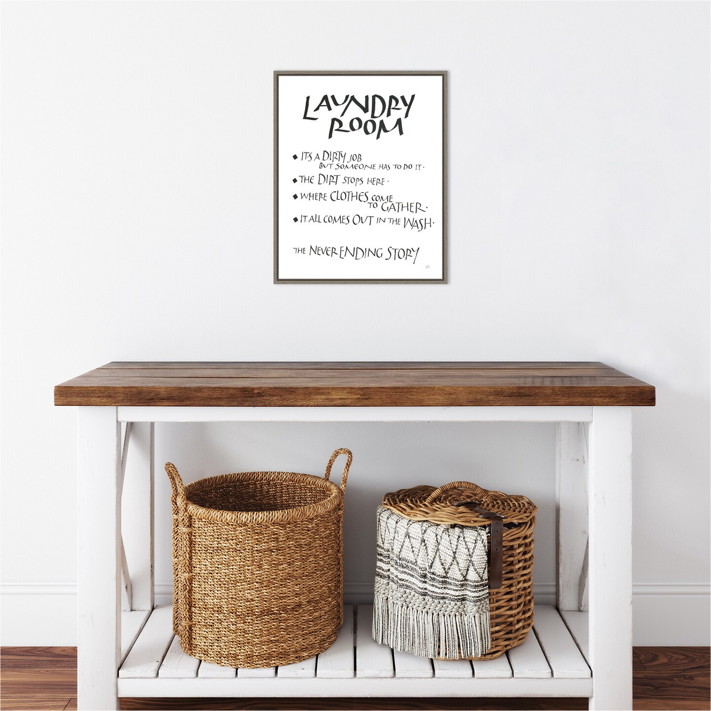 Laundry Room Sayings White by Chris Paschke Canvas Wall Art Print Framed