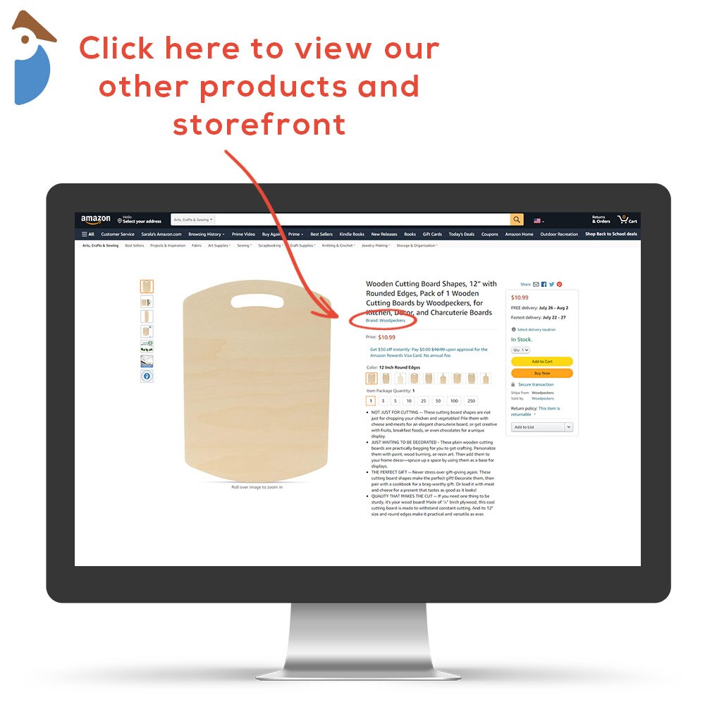 Wooden Cutting Board Shapes, Multiple Sizes Available, with Rounded Edges, for Kitchen & Decor | Woodpeckers