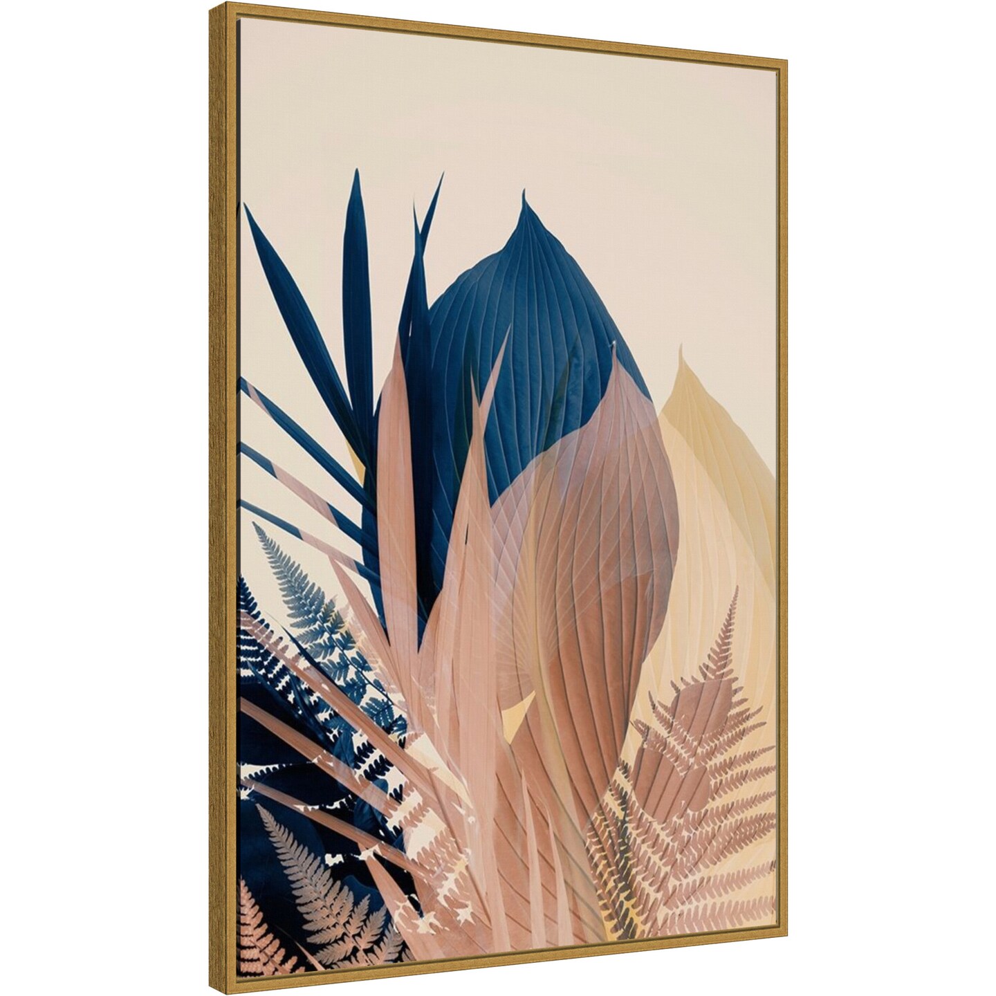 Pastel Jungle Plants 3 by Ian Winstanley Canvas Wall Art Print Framed