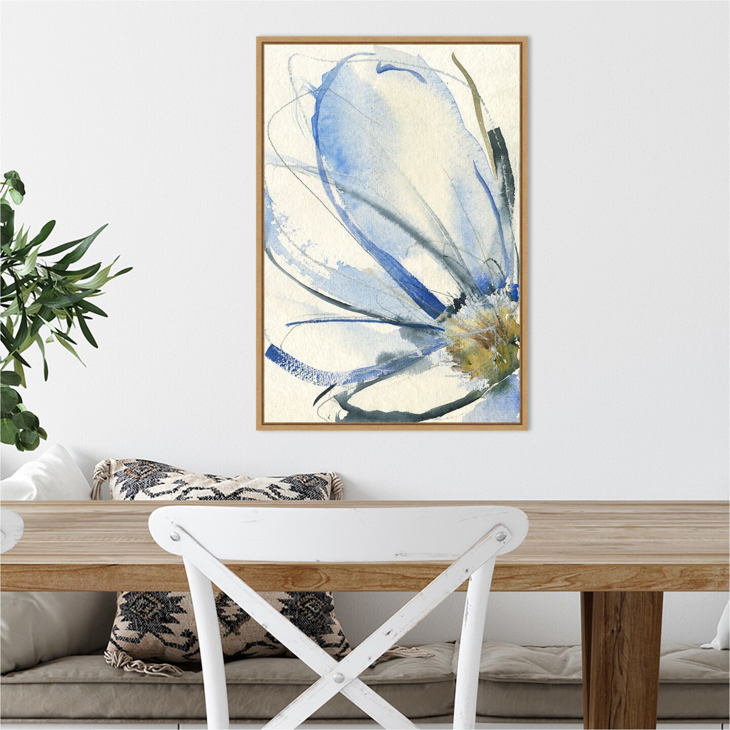 Cobalt Petals I by Jennifer Goldberger Canvas Wall Art Print Framed