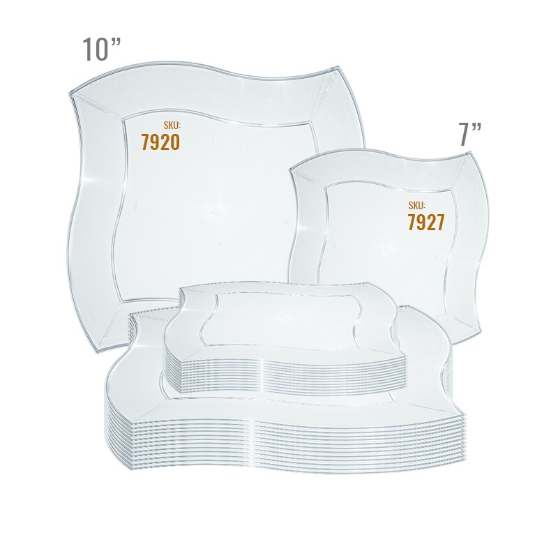 Clear Wave Plastic Dinner Plates - 10&#x22; (120 Plates)