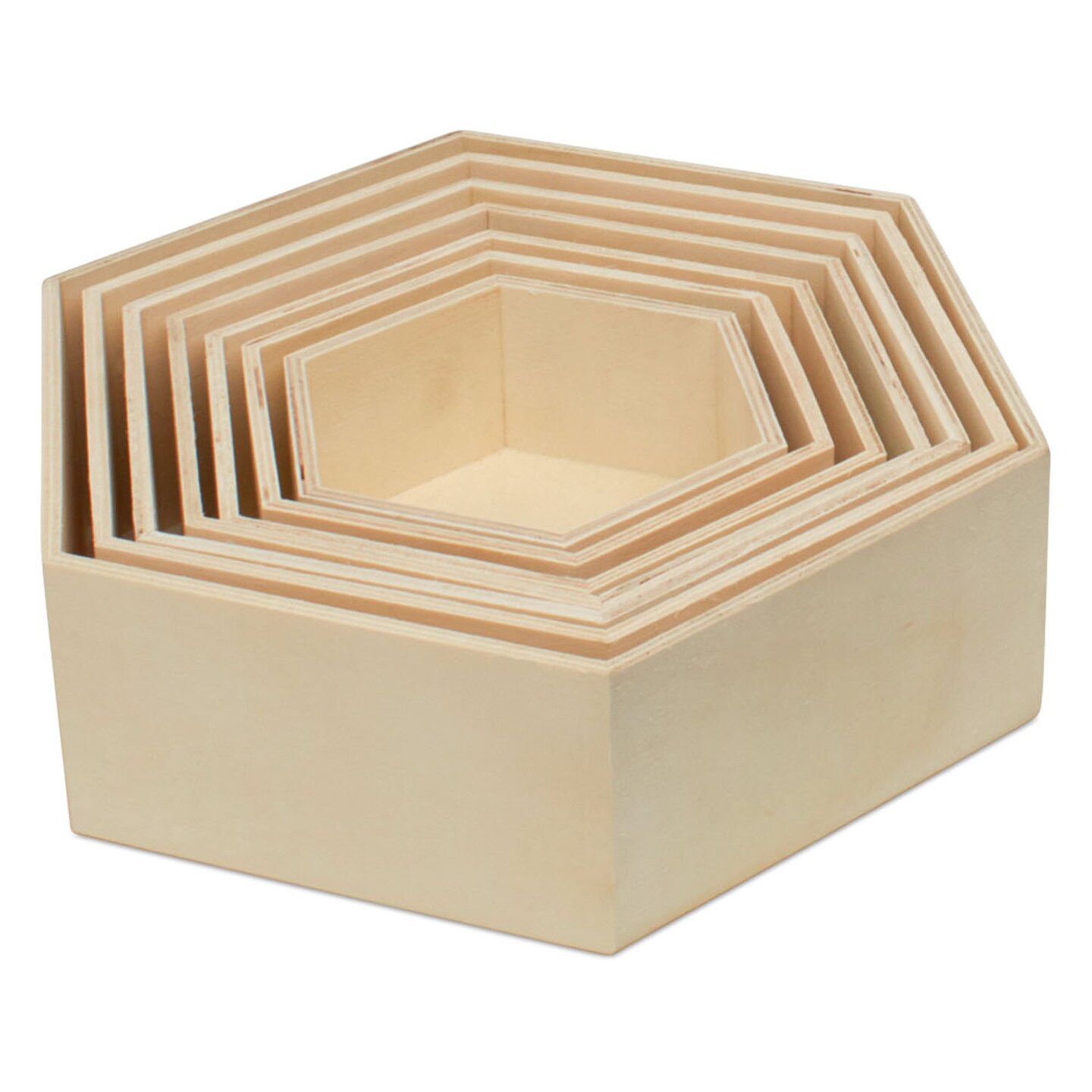 Wooden Hexagon Shelves with Backs, 7-set, for Crafts & DIY Dcor |Woodpeckers