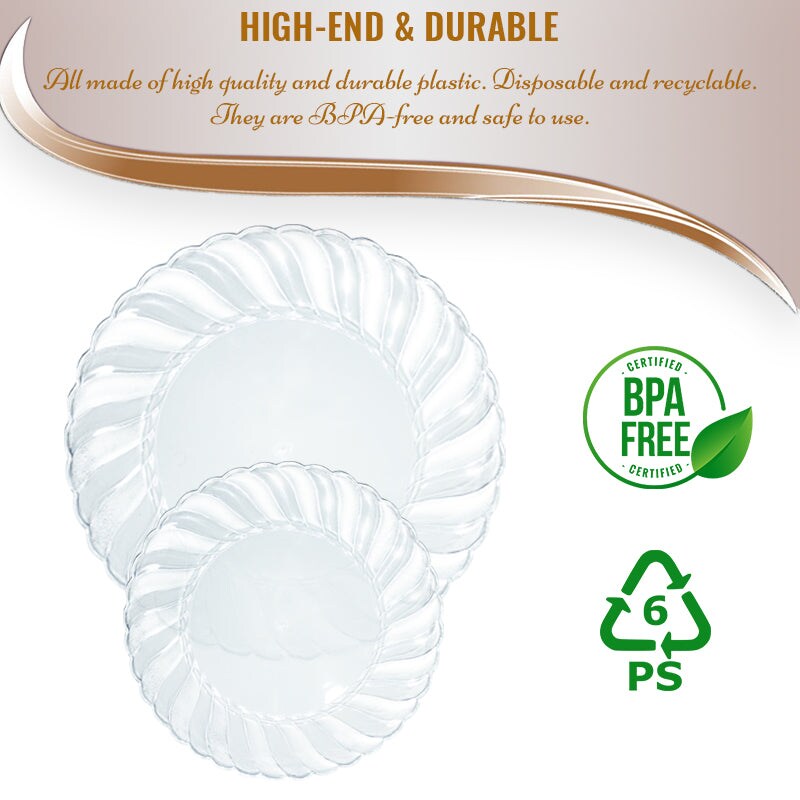 Clear Flair Plastic Dinner Plates - 10.25&#x22; (144 Plates)