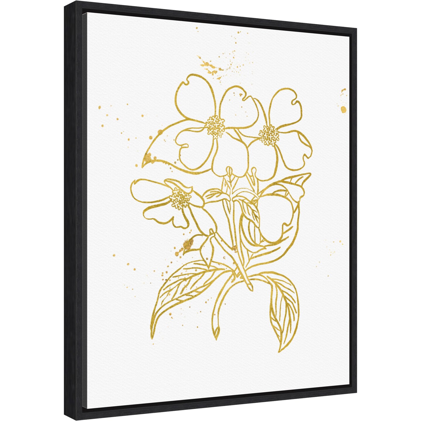 Gold Blooms III by Wild Apple Portfolio Canvas Wall Art Print Framed