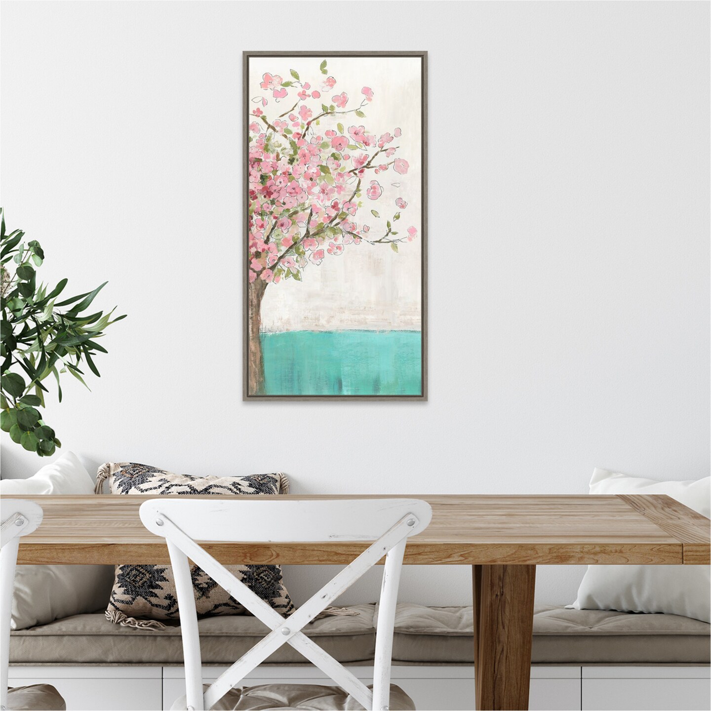 Spring Wakening (Cherry Blossom Tree) by Allison Pearce 14-in. W x 27-in. H. Canvas Wall Art Print Framed in Grey