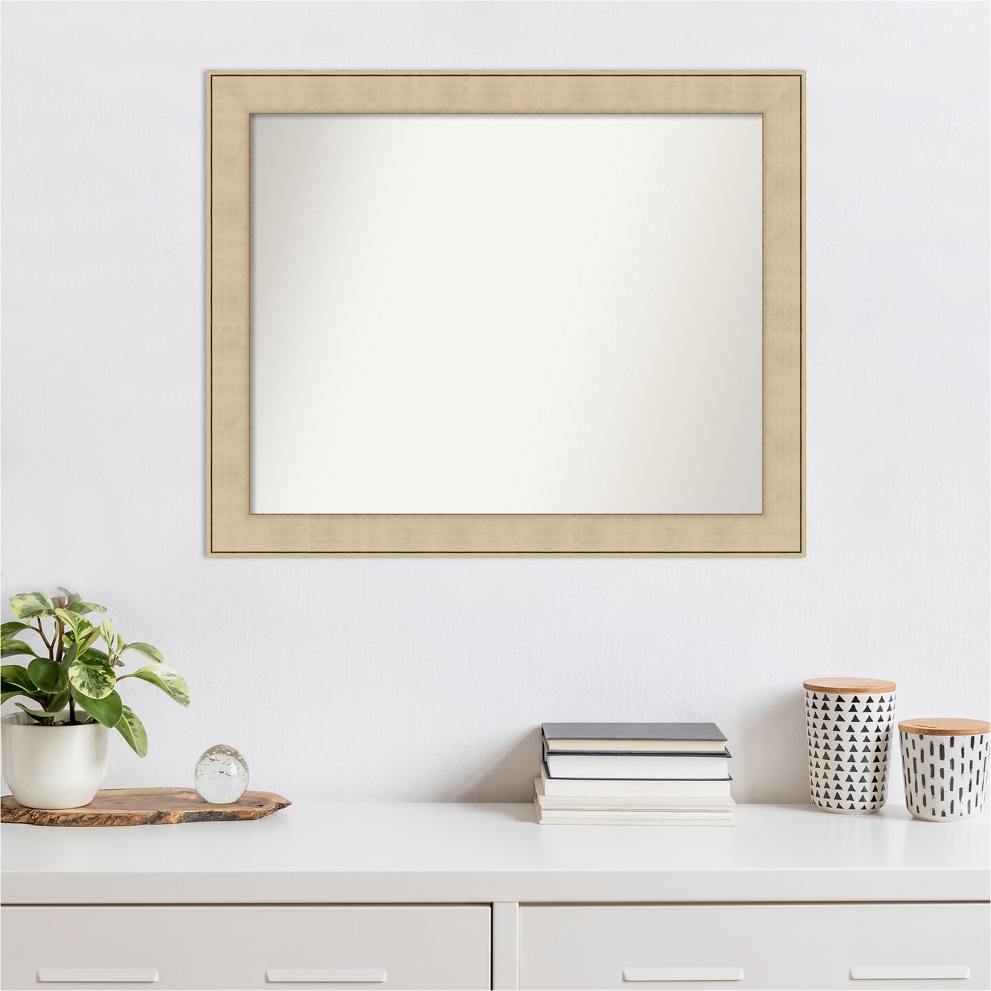 Amanti Art Non-Beveled Wall Mirror, Classic Honey Silver Frame