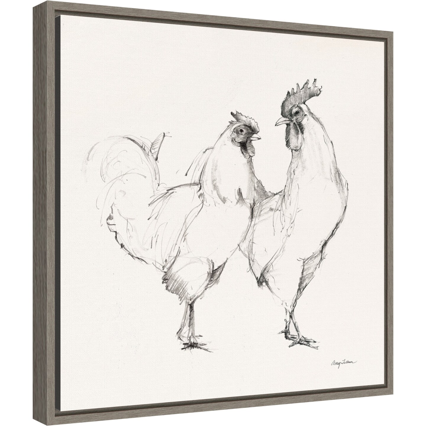 Life at Home I Vintage Cream by Avery Tillmon 16-in. W x 16-in. H. Canvas Wall Art Print Framed in Grey