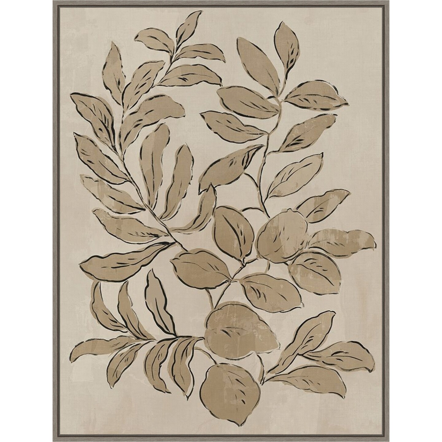 Leaves Sketches I by Asia Jensen 23-in. W x 30-in. H. Canvas Wall Art Print Framed in Grey
