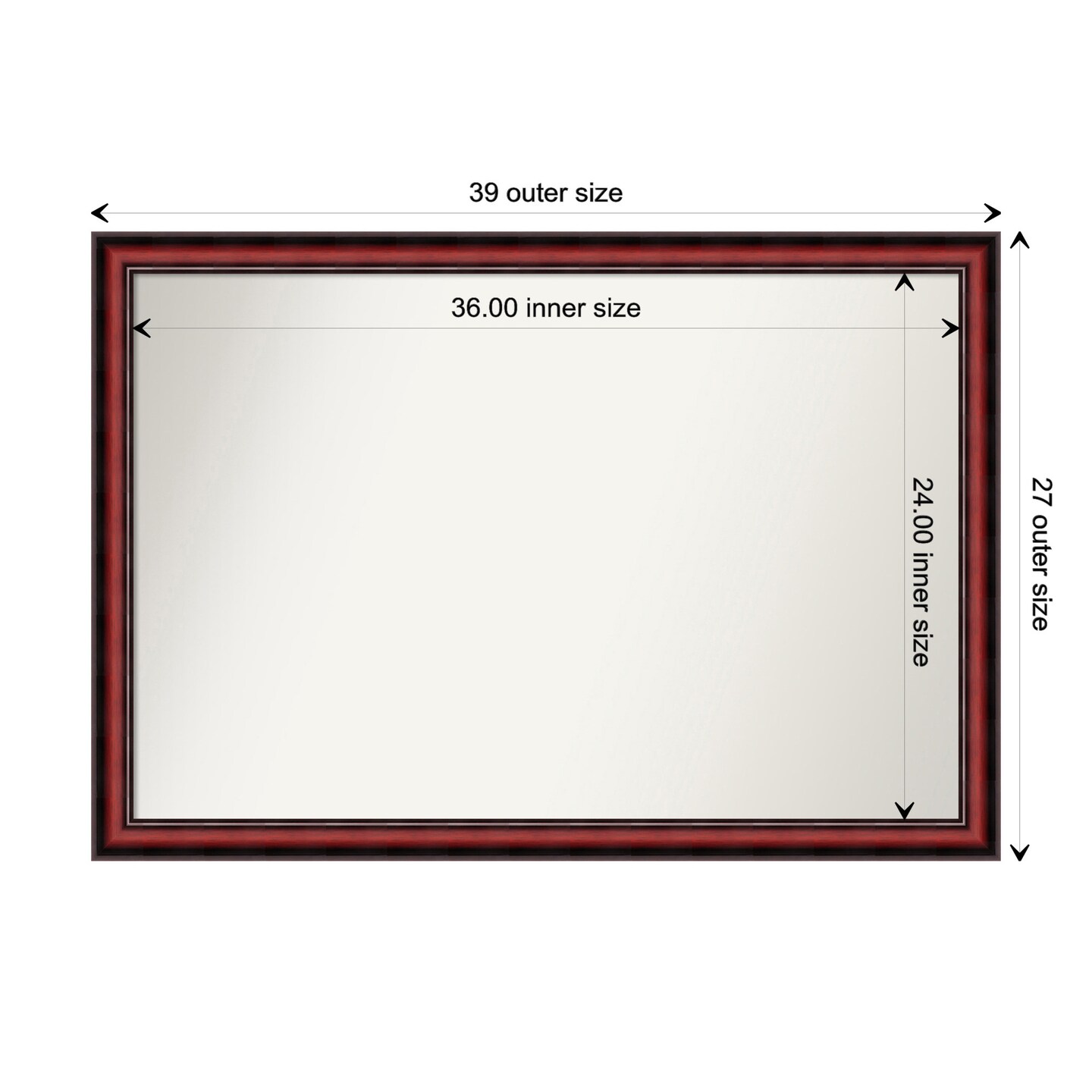 Amanti Art Non-Beveled Wood Wall Mirror, Rubino Cherry Scoop Frame