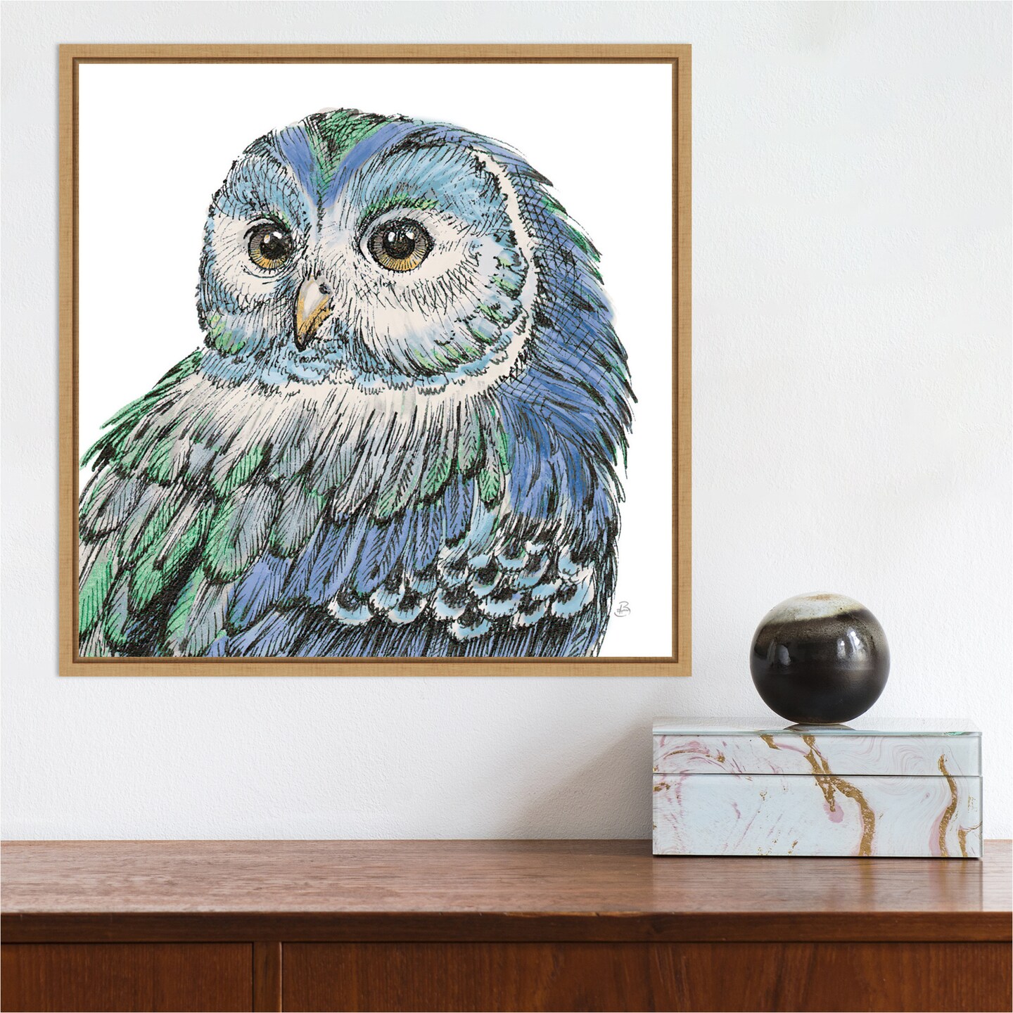 Beautiful Owls I Peacock Crop by Daphne Brissonnet 16-in. W x 16-in. H ...