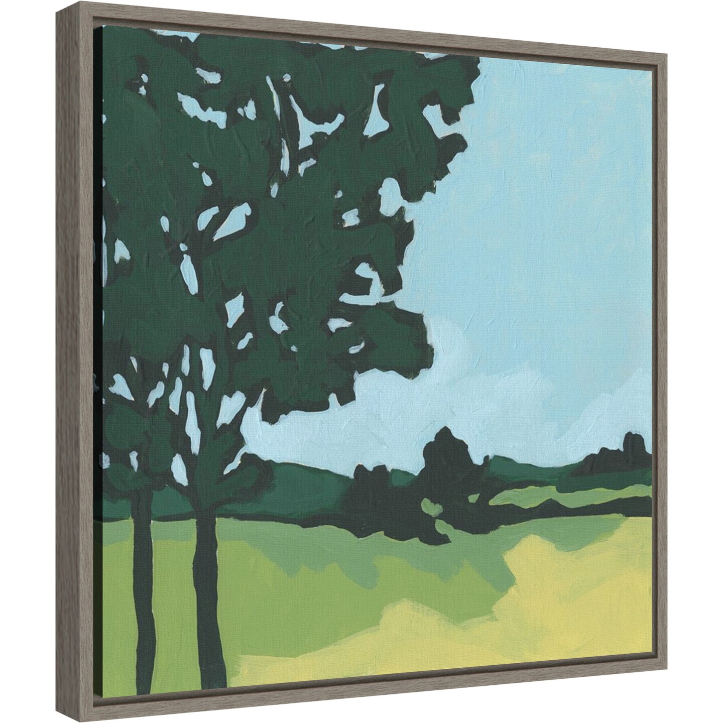 Arbor Tree Silhouette I by June Erica Vess 16-in. W x 16-in. H. Canvas Wall Art Print Framed in Grey